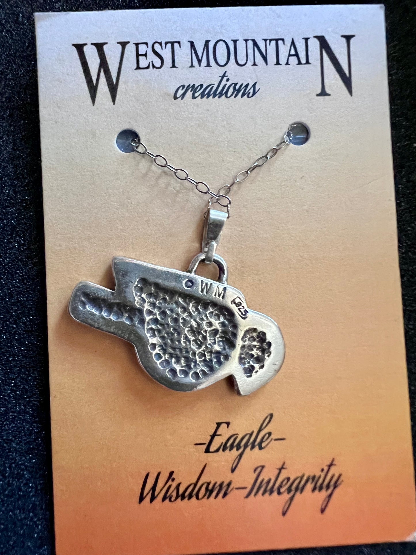 Sterling Silver Eagle Fetish Necklace 18”