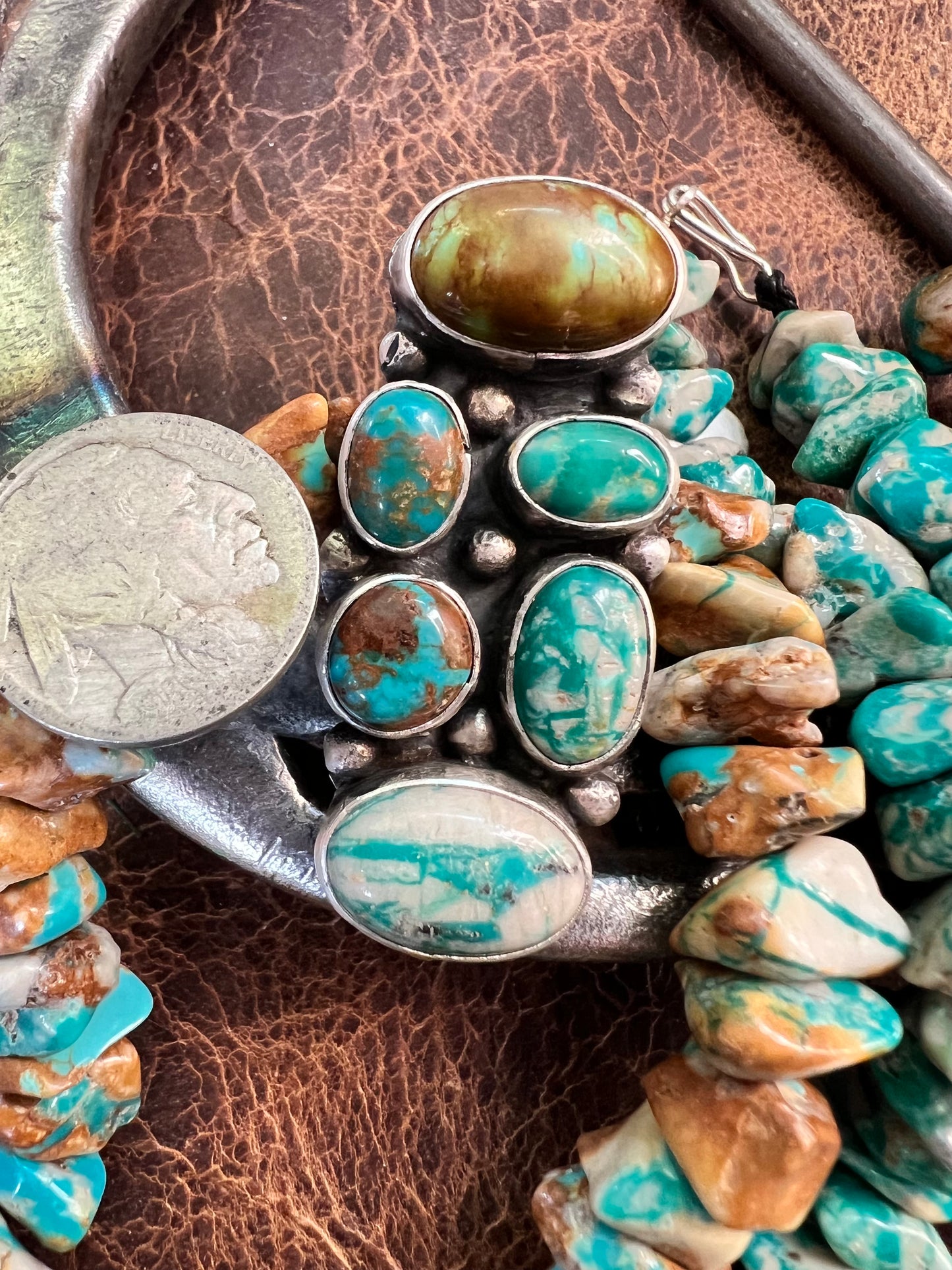 Navajo Handmade by Ella Peter Fox Turquoise 6-stone Ring Sz 7.5
