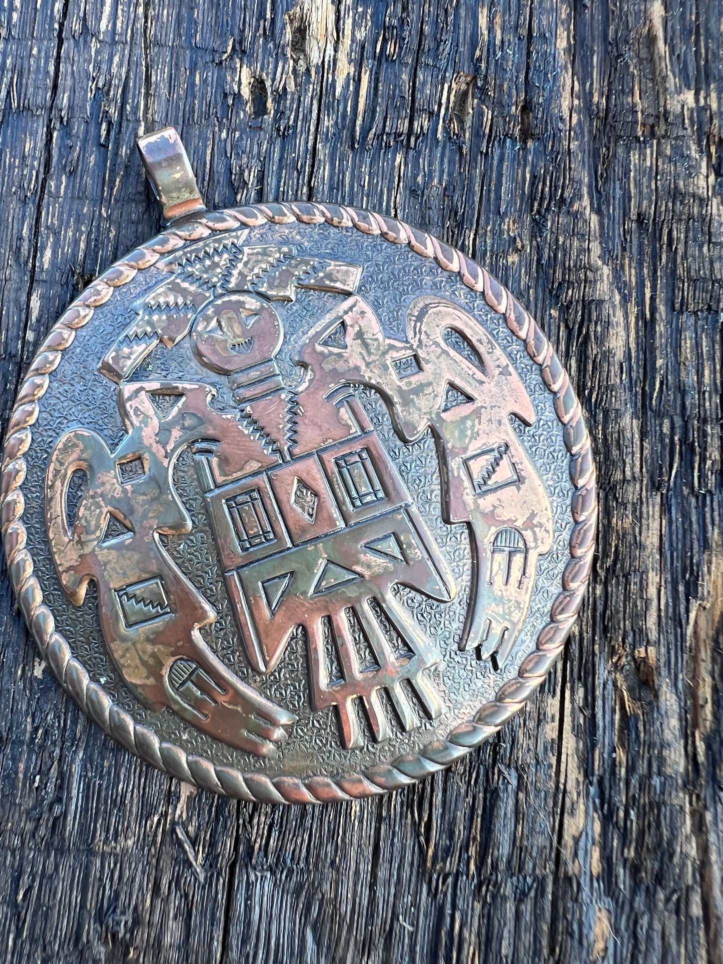 Vintage Fred Harvey Era, Bell Trading Copper Kachina Pendant 3”