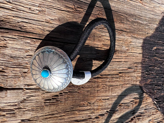 Sterling & Turquoise Concho 1” Hair Tie