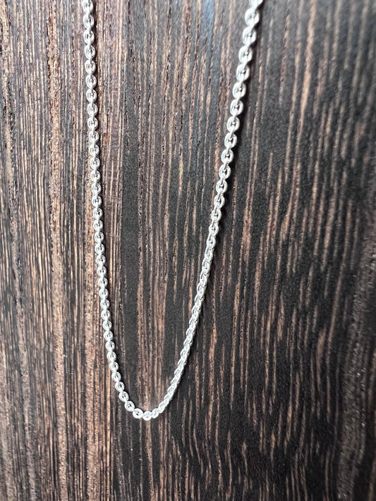 Sterling Silver High-shine Dainty Rolo Chain Necklace 18” (made in Italy)