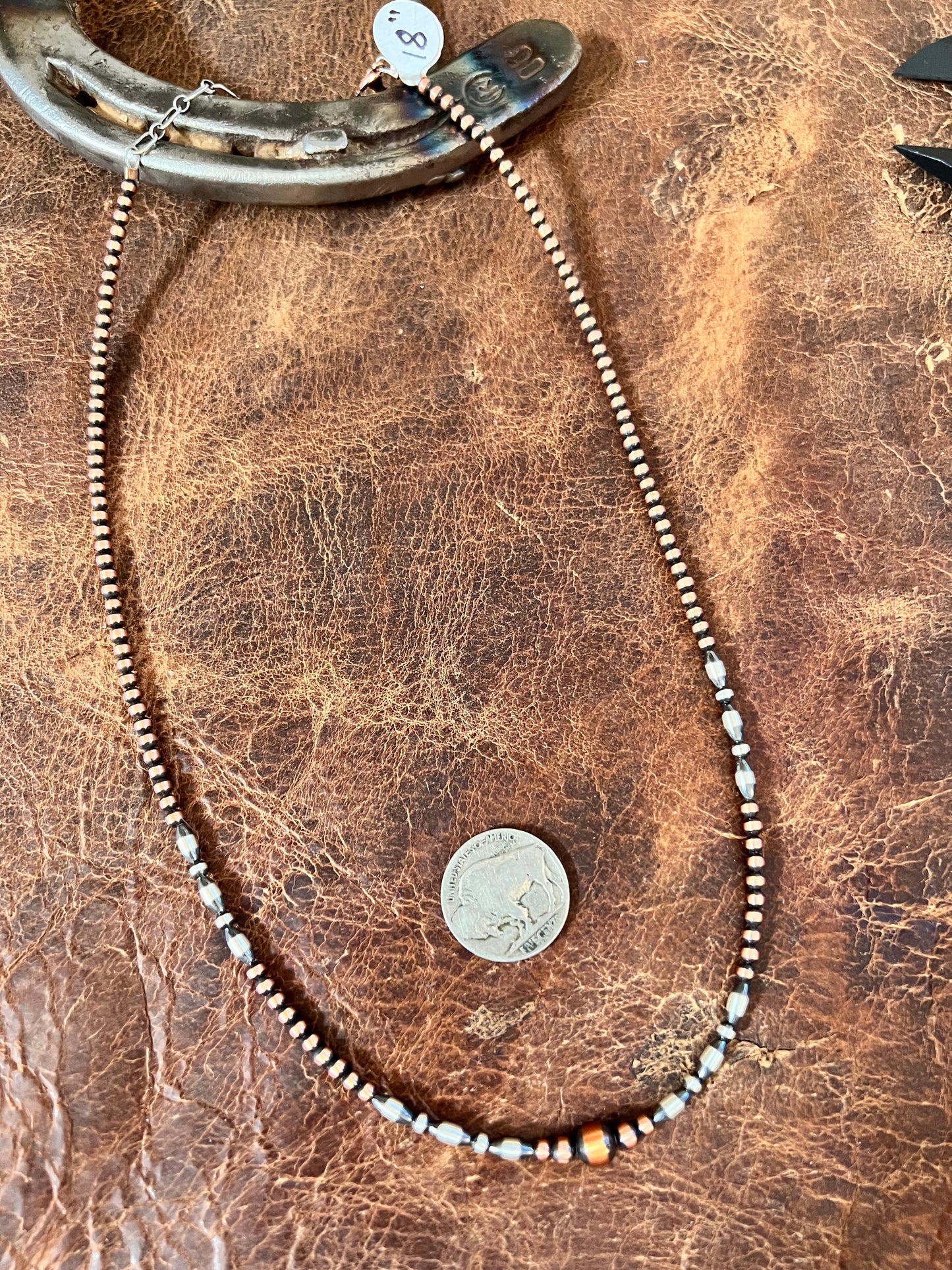 Copper & Sterling Silver 3-6mm Bead 18-20” Necklace