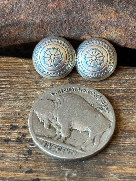 Sterling Silver Concho Post Earrings 11mm