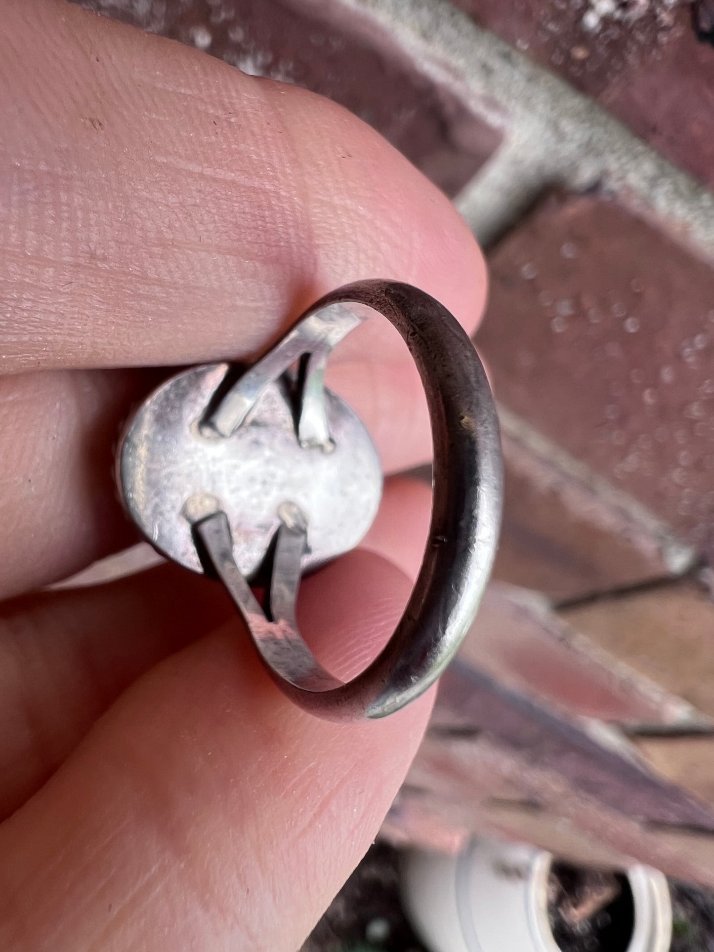 Vintage Native American Handmade Sterling & Lapis Ring Sz 6.75