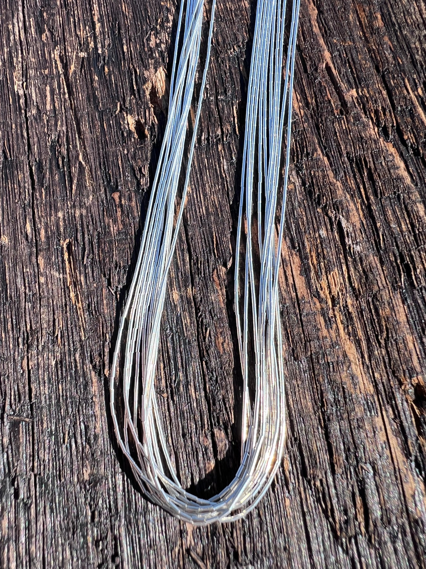 Sterling Liquid Silver 10-Strand Necklace 16-17.5”