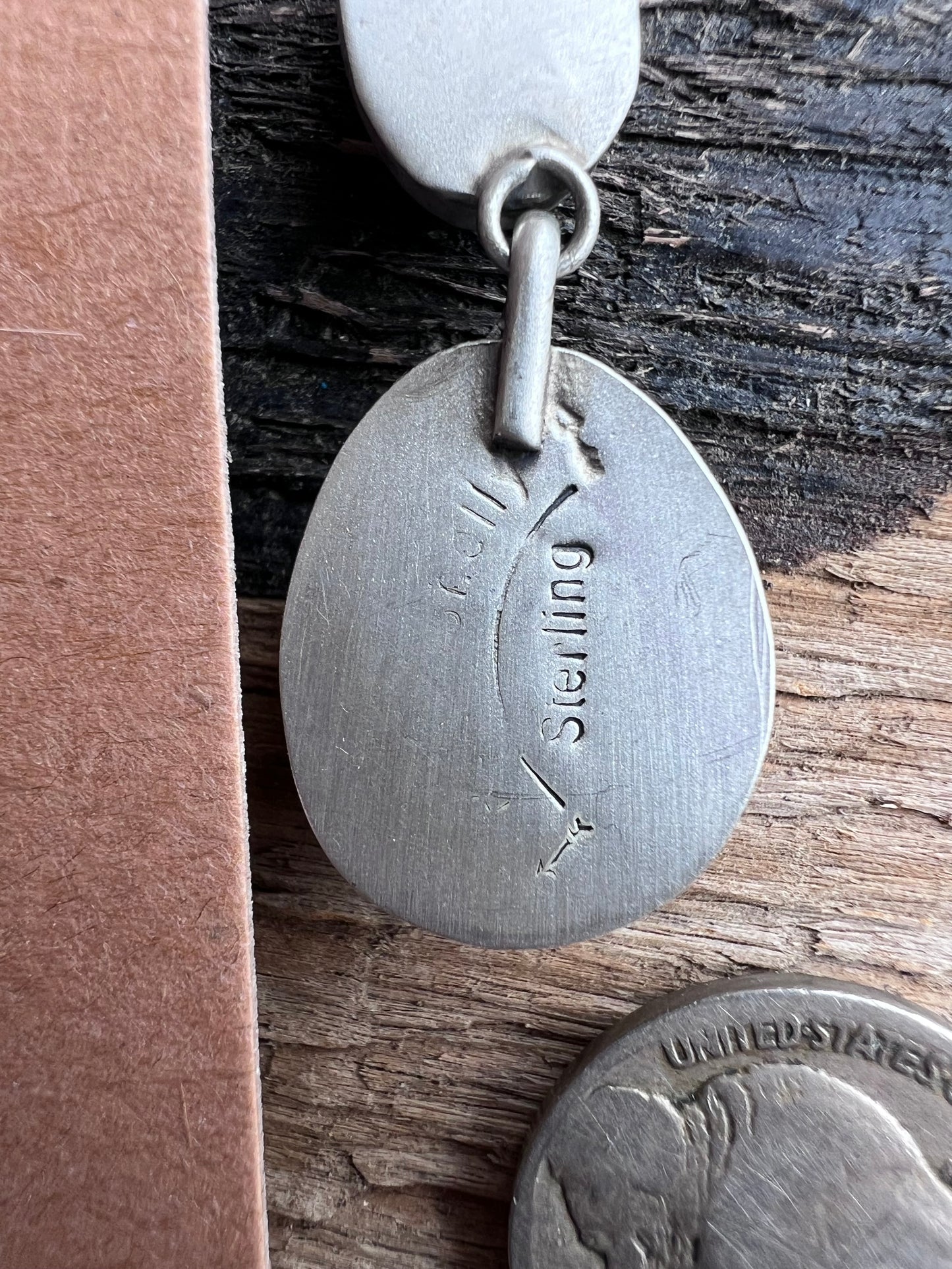 Navajo Handmade by Daniel Benally- Golden Hills Turquoise & Sterling Post Dangle 2-stone Earrings 1.5”