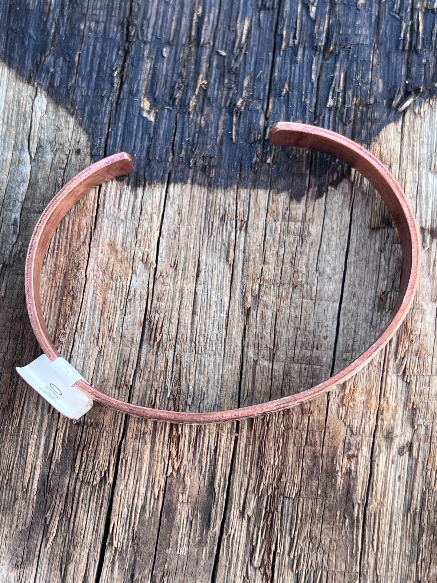 Native American Handmade by Wylie Secatero Copper & Stamped Sterling Cuff Sz 6.75”