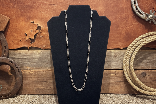 Navajo Handmade Sterling Heavy Paperclip Chain Necklace 24”
