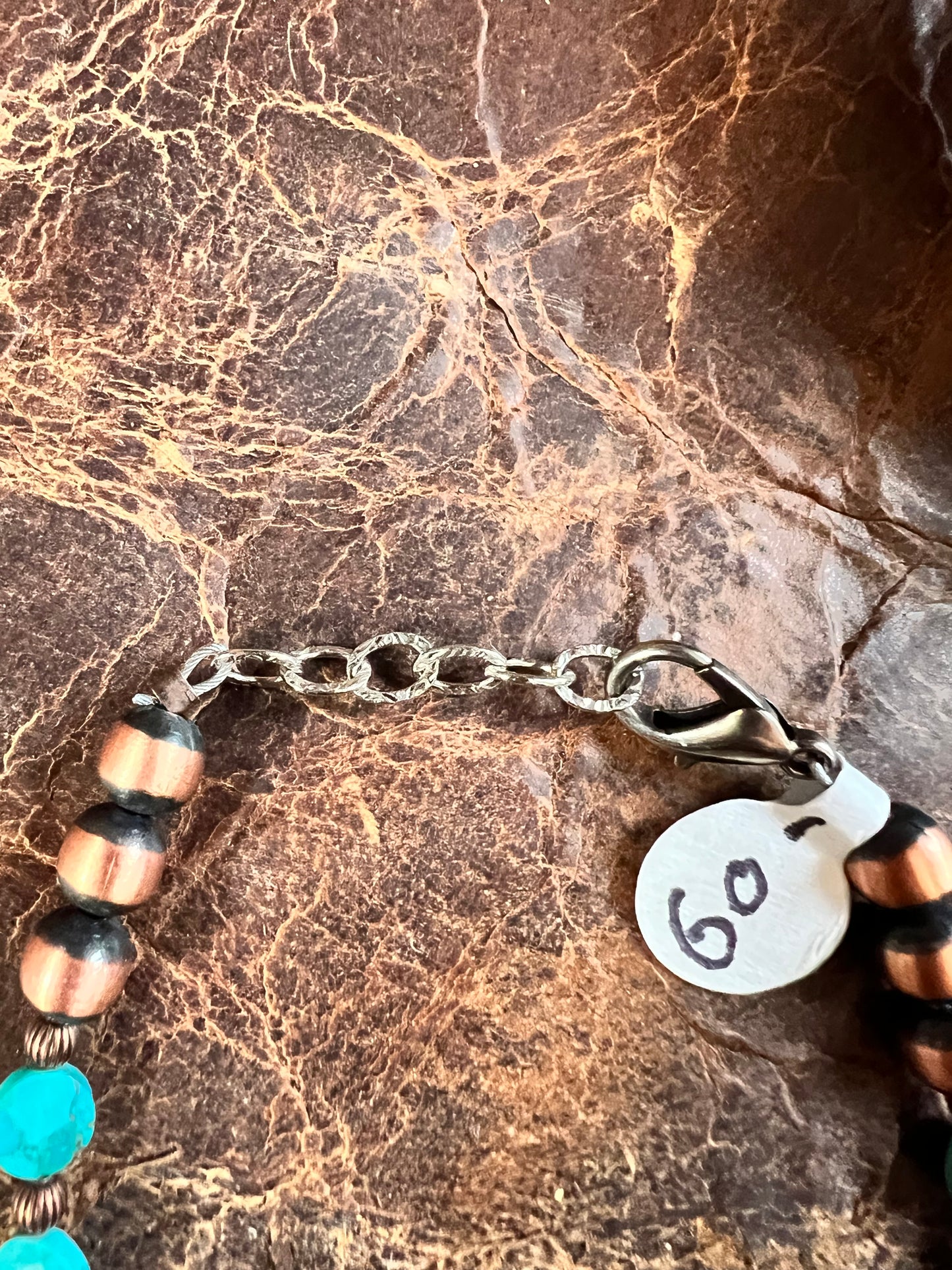 Copper & Faceted Turquoise 6mm Bead Necklace 18-20” & Bracelet 7-8” Set