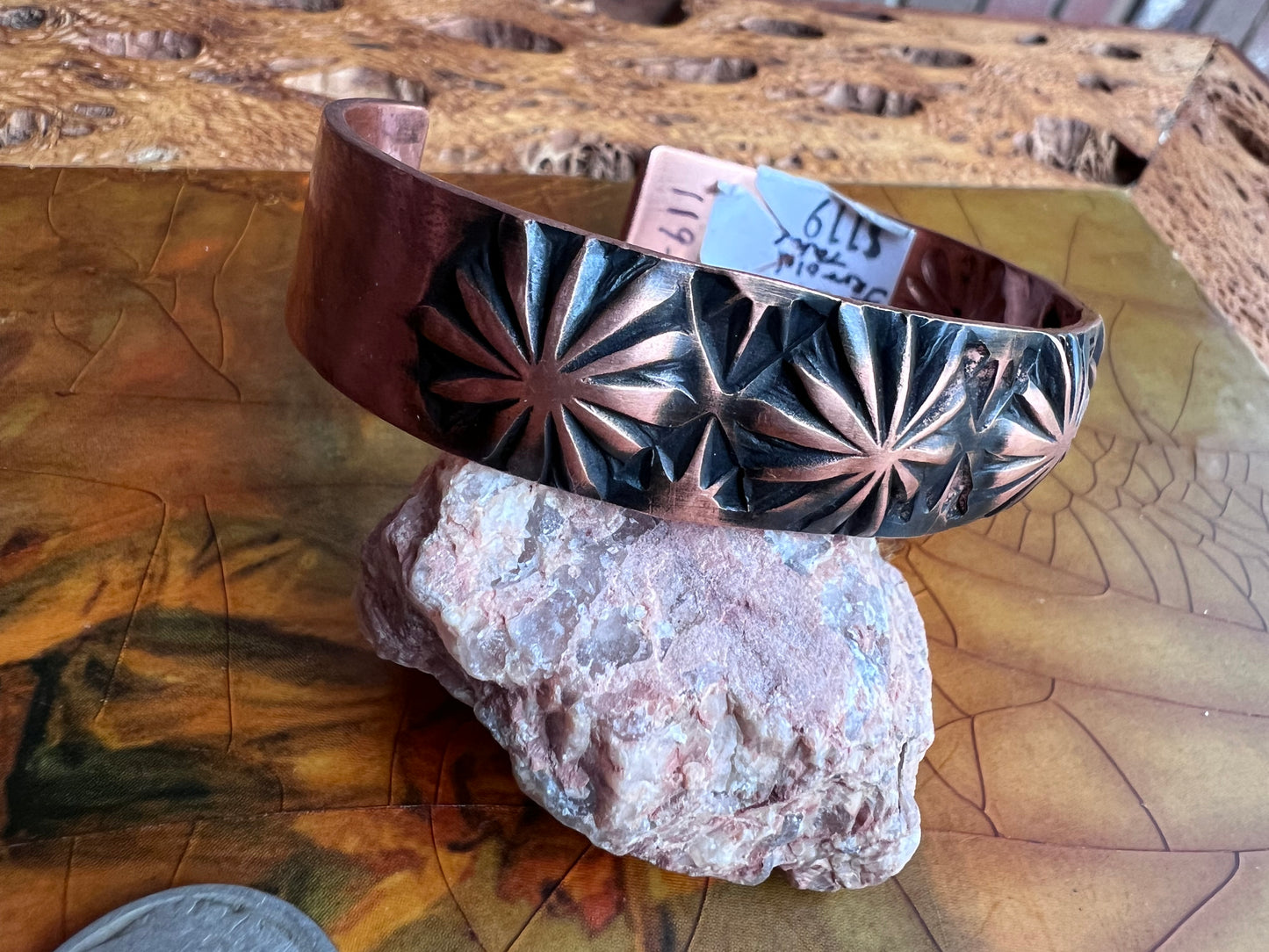 Navajo Handmade by Jerrold Tahe Handmade Copper Star Shot Cuff