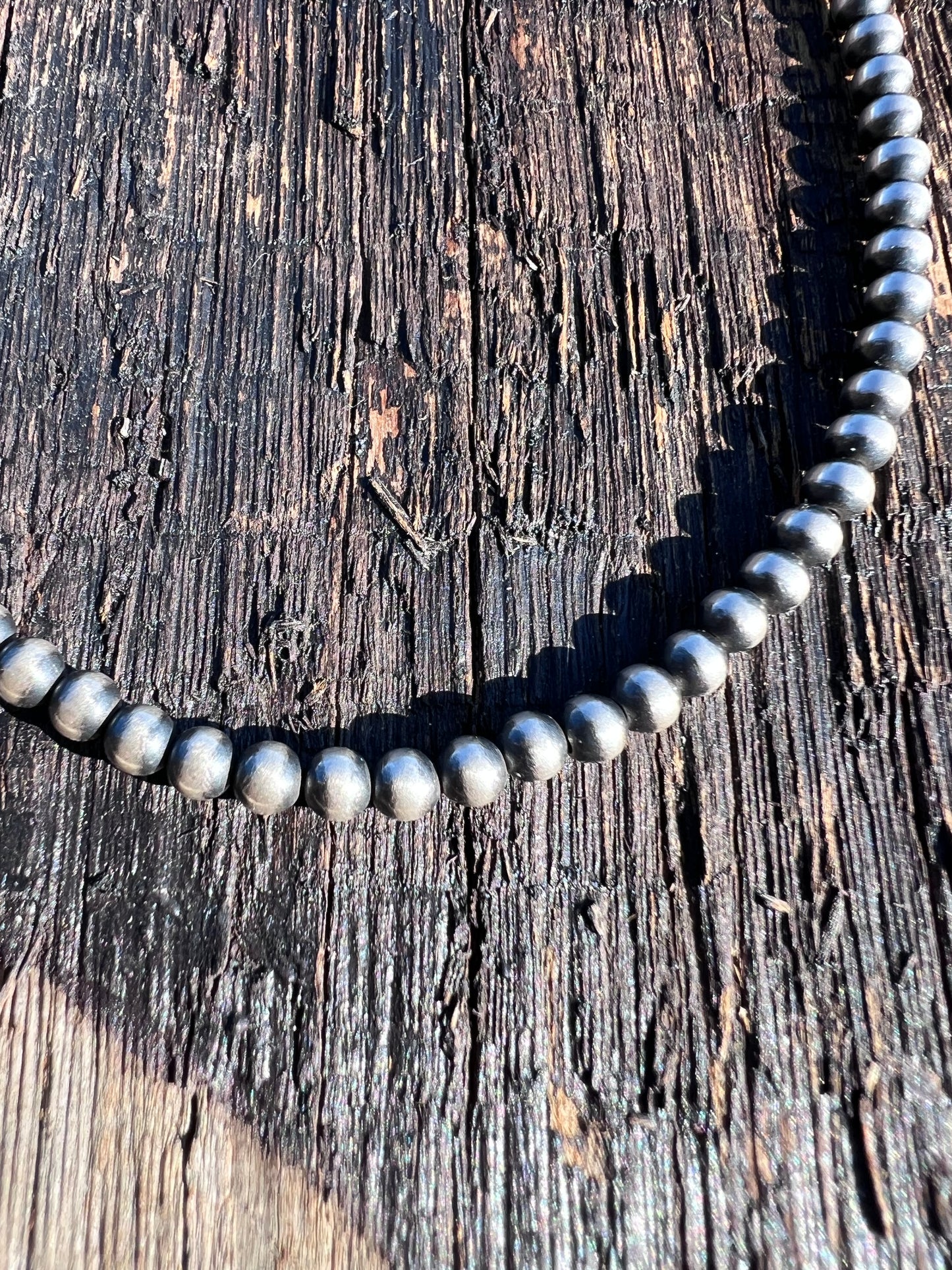 Sterling Oxy Bead 4mm Necklace 14-16”