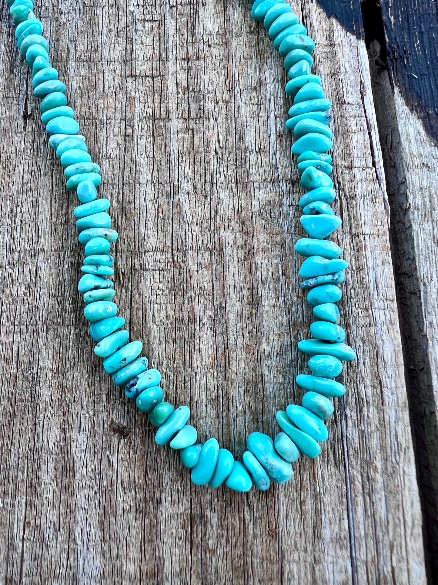 Chilean Turquoise Sterling Clasp 19” Necklace