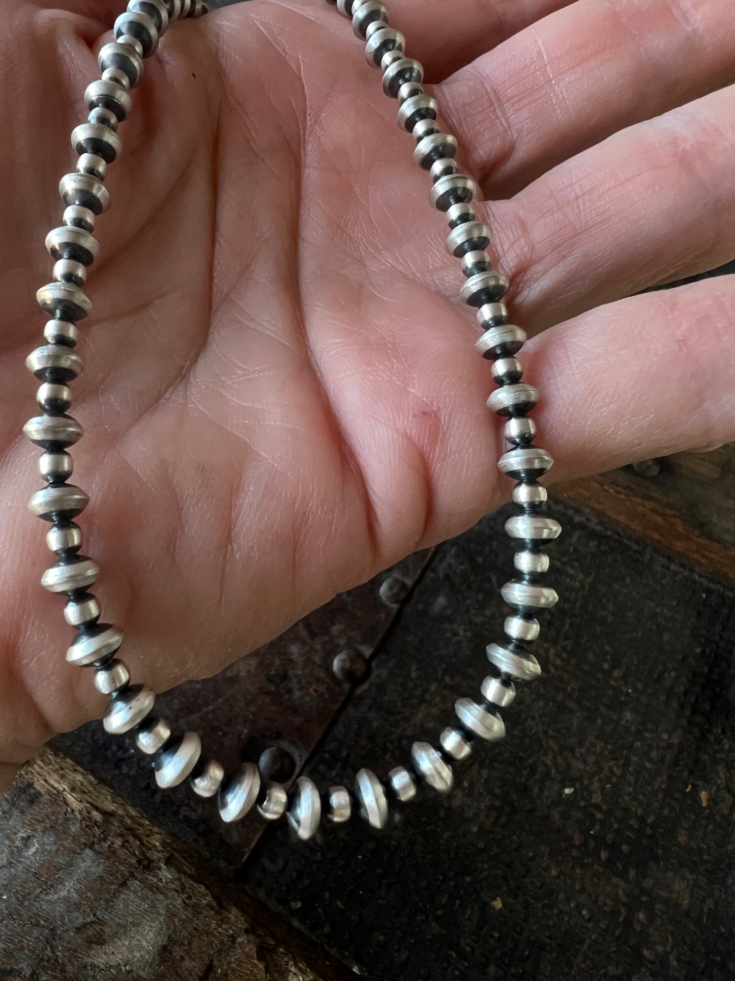 Sterling Silver Saucer & Round Bead Necklace 14”-16”