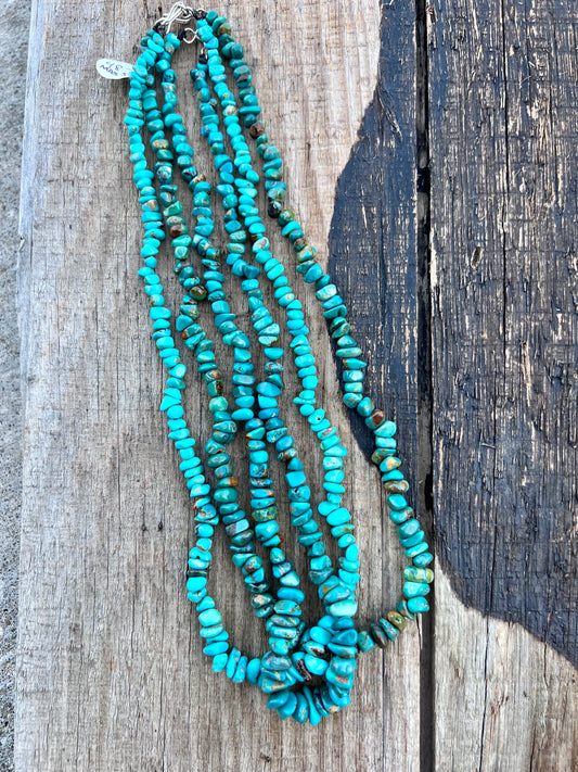 3 Single-Strand 19” Manshaan Turquoise Necklaces w/ Sterling Clasp