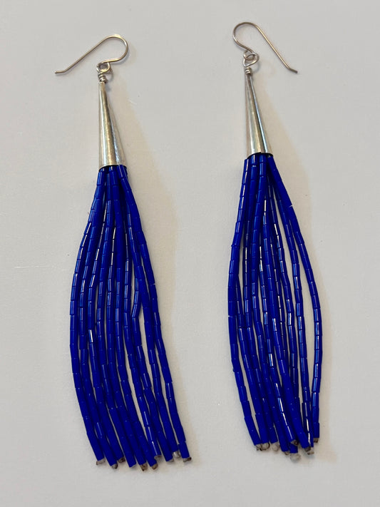 Lapis & Sterling Tassel Dangle Earrings 4.5”