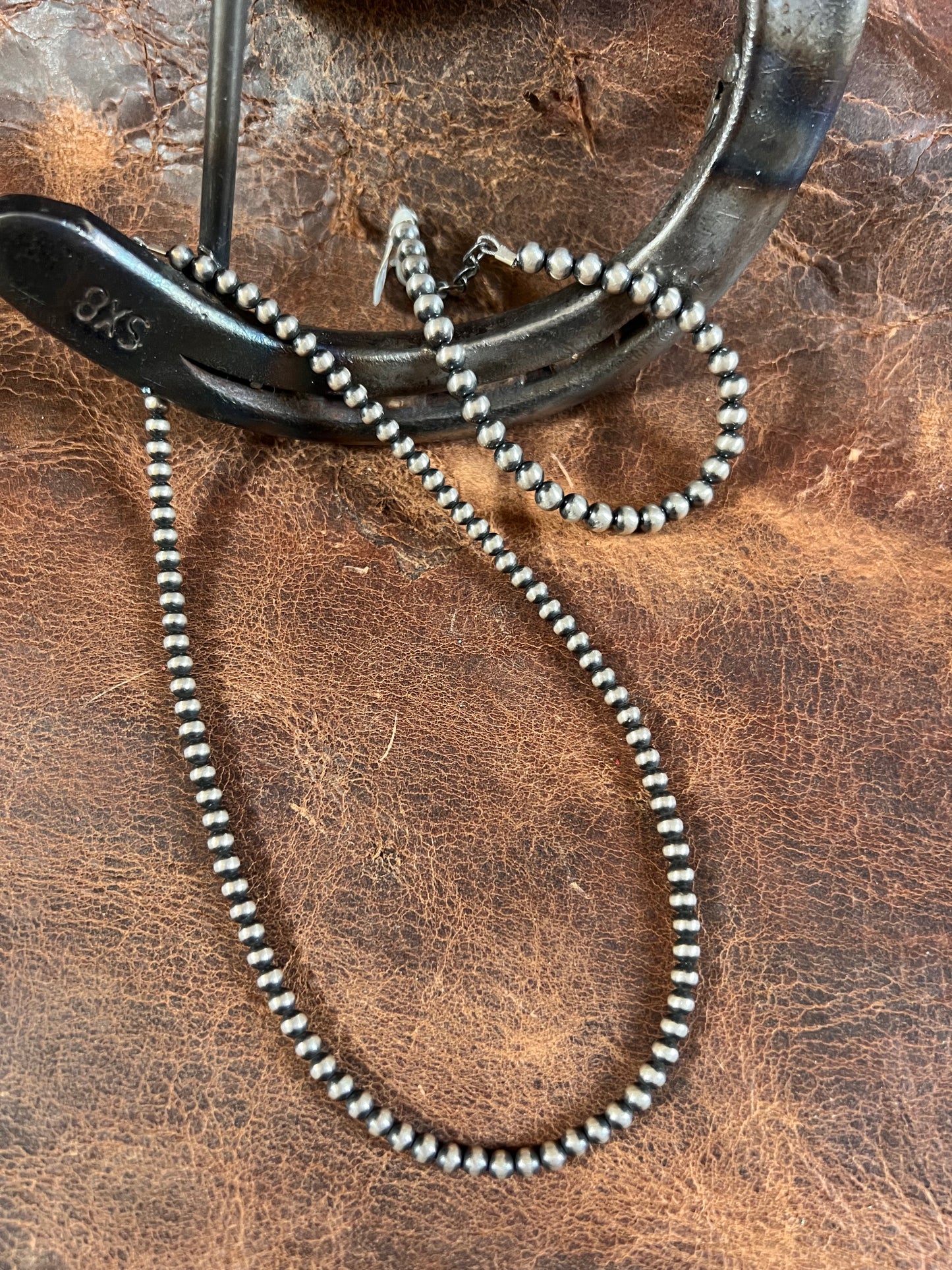 Sterling Silver 5mm Oxidized Bead 16-18” Necklace & Bracelet 7-8”