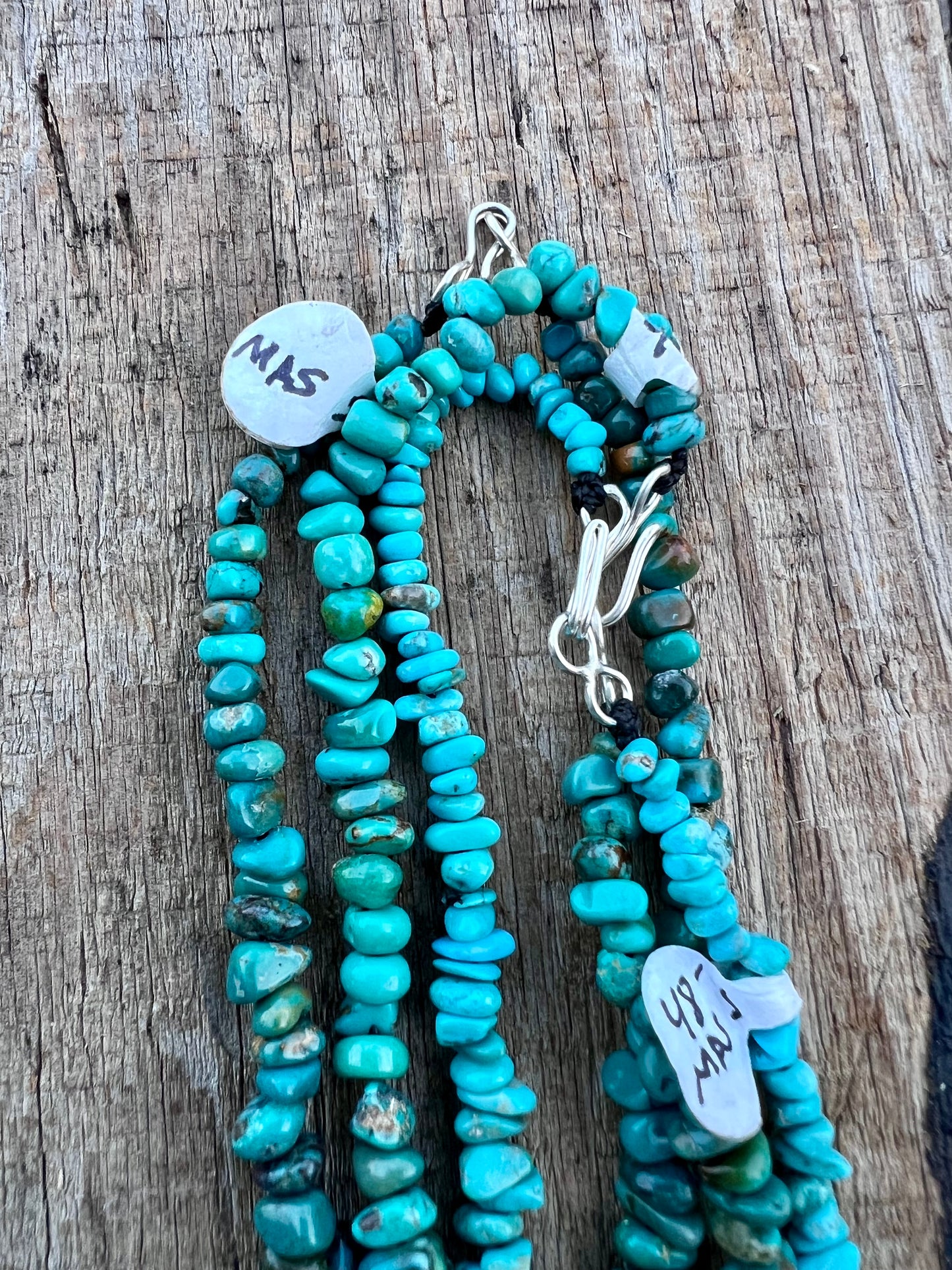 3 Single-Strand 19” Manshaan Turquoise Necklaces w/ Sterling Clasp