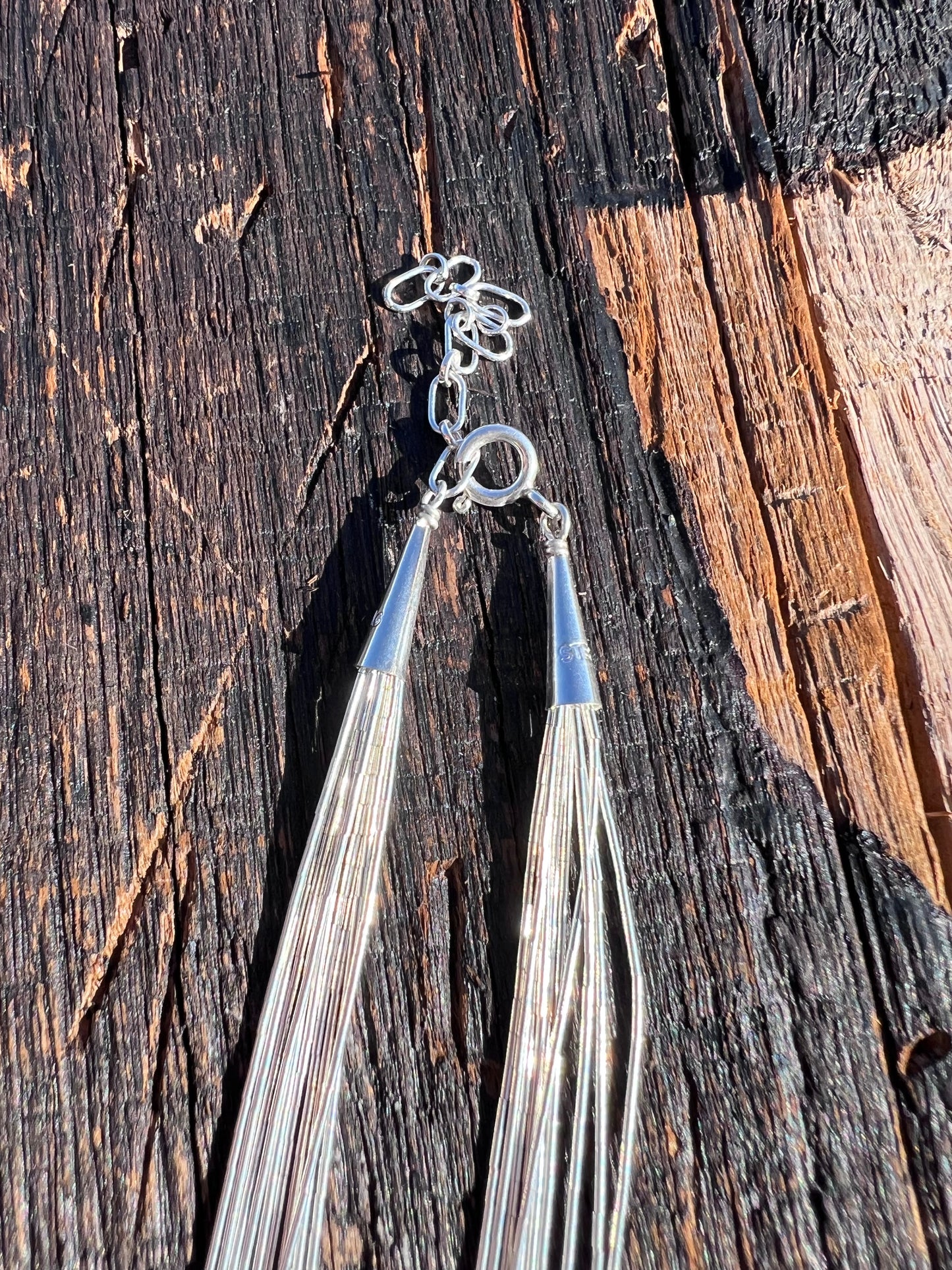 Sterling Liquid Silver 10-Strand Necklace 16-17.5”