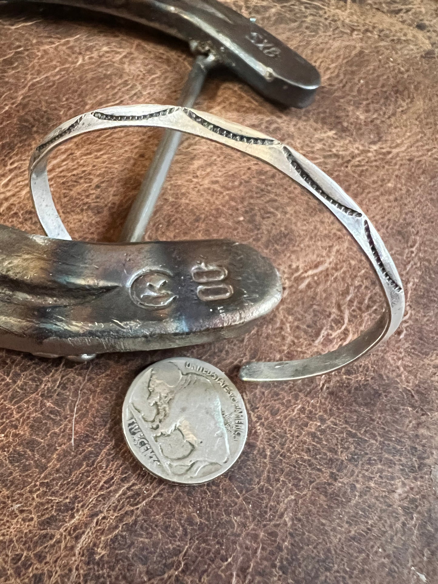 Vintage Sterling Silver Carinated Navajo Handmade Cuff Bracelet Sz 6