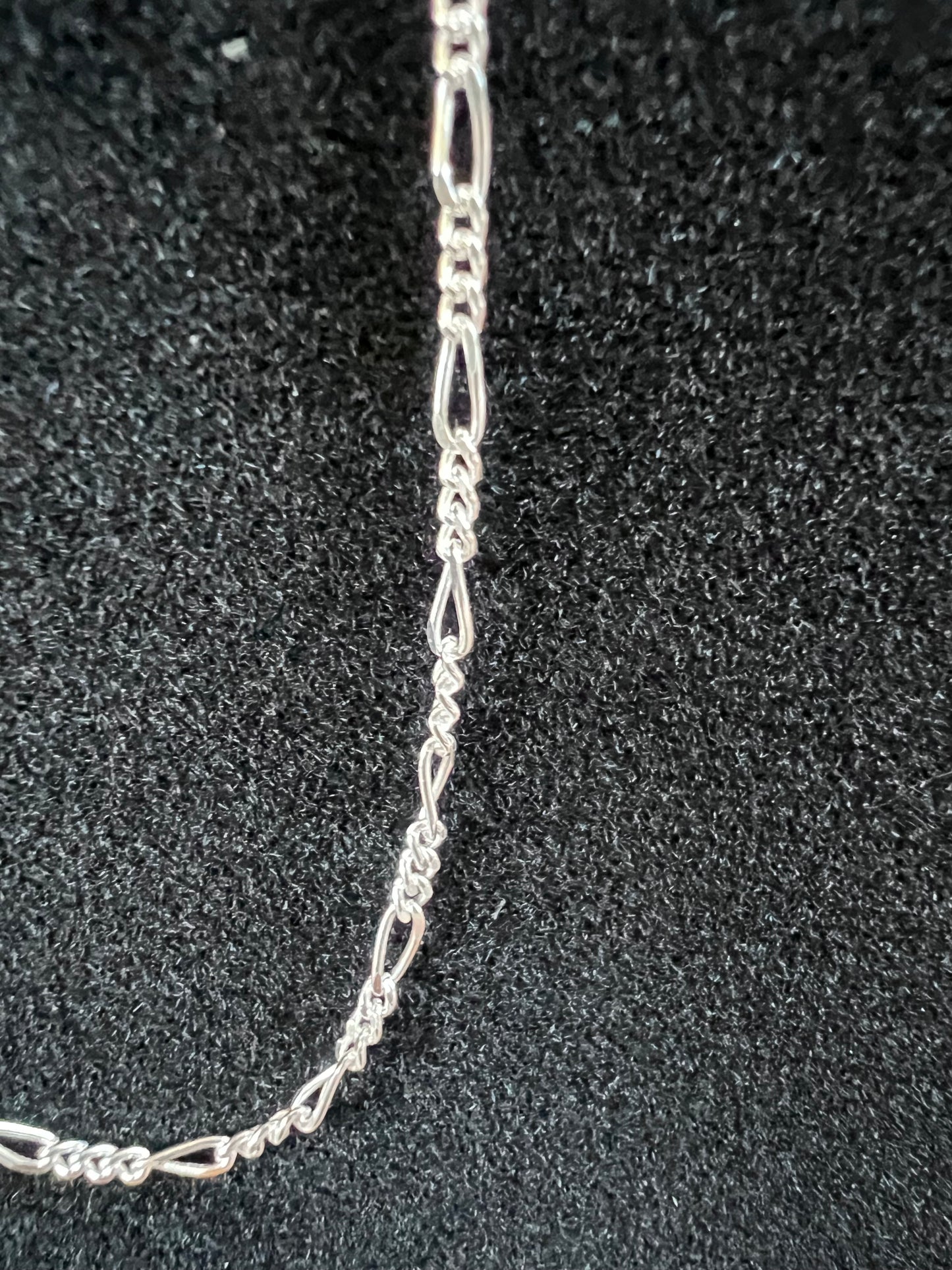 Dainty High-shine Sterling Silver Figaro 2mm Chain Necklace 20”