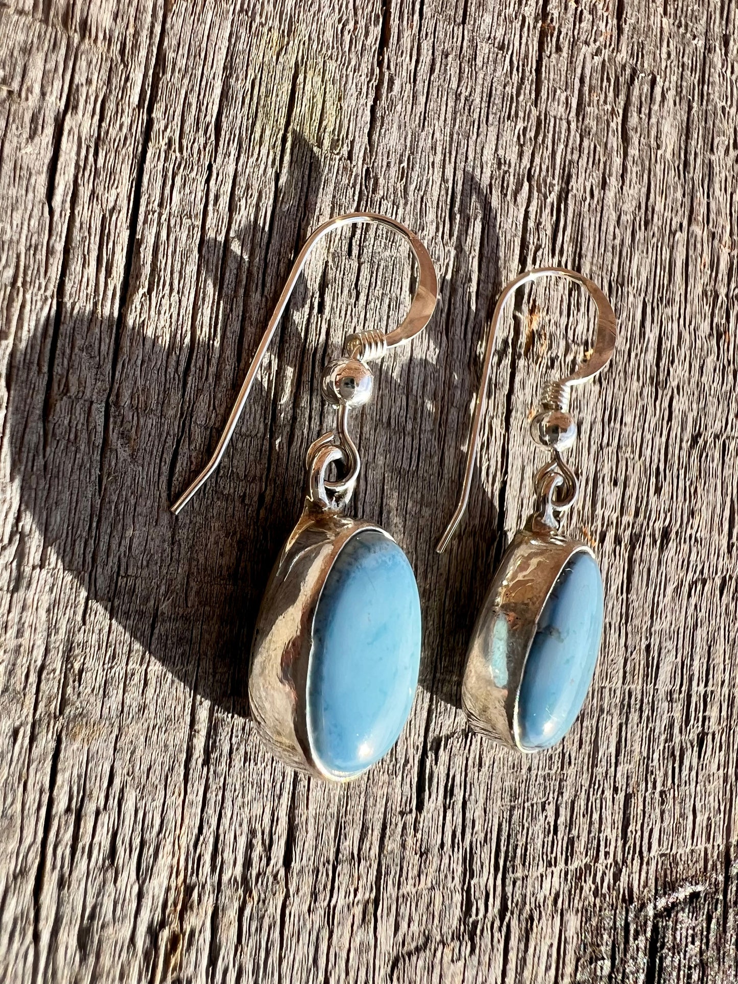 Golden Hills Turquoise & Sterling Silver Dangle Earrings- Navajo Handmade by Burt Francisco