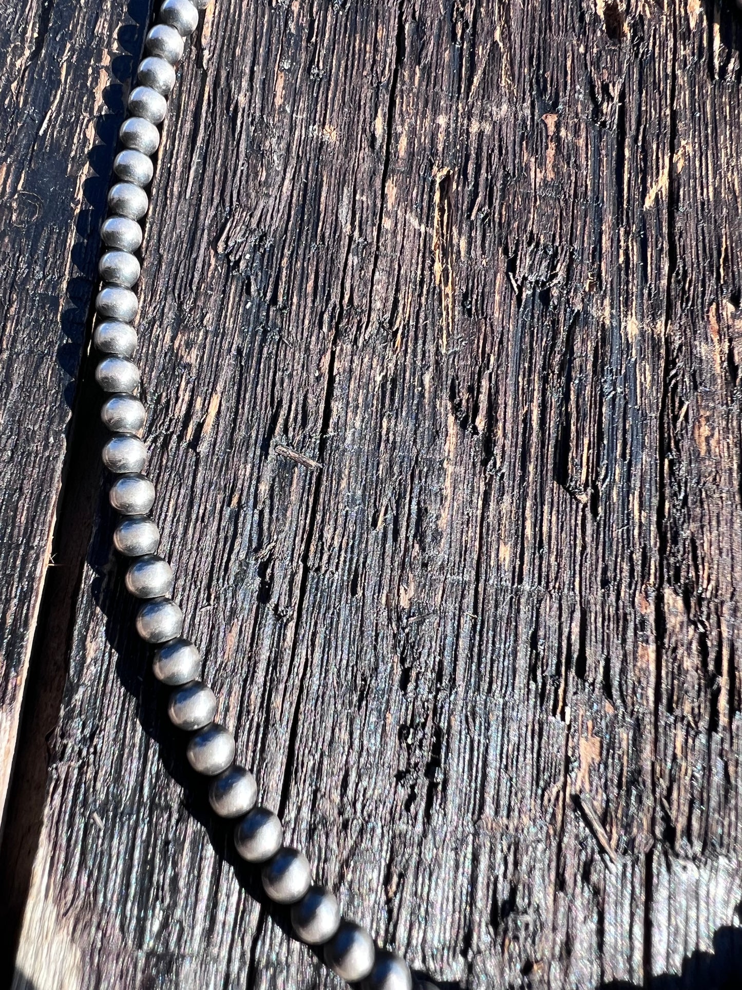 Sterling Oxy Bead 4mm Necklace 14-16”