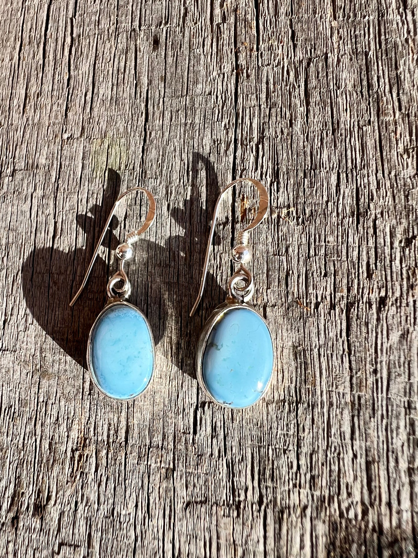 Golden Hills Turquoise & Sterling Silver Dangle Earrings- Navajo Handmade by Burt Francisco
