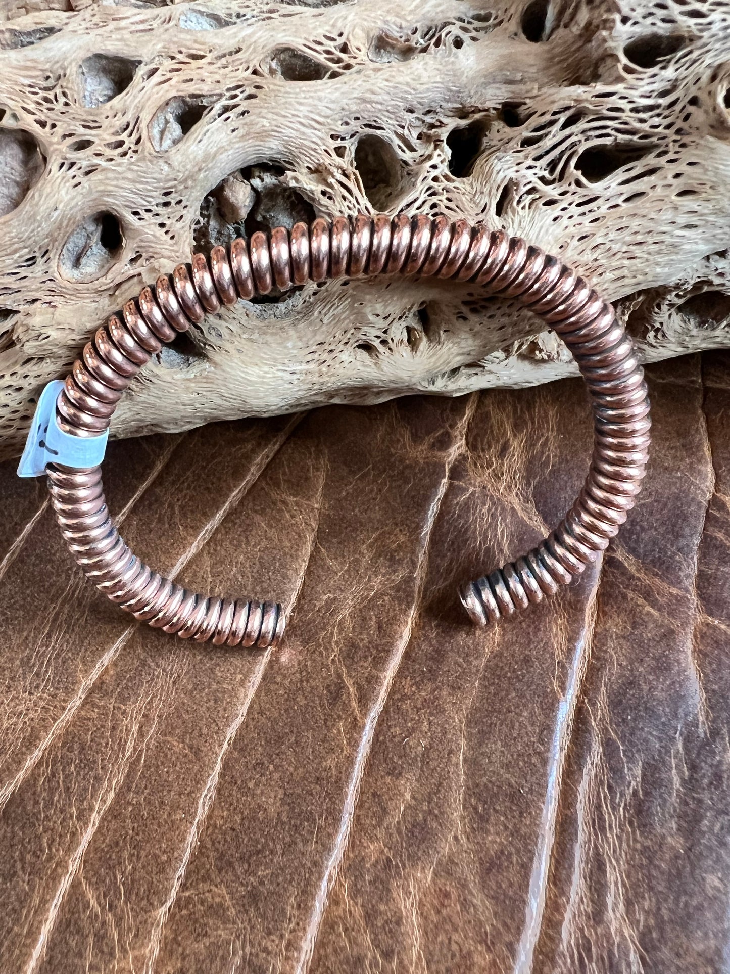 Copper Coiled Cuff Bracelet Sz 7 1/4”