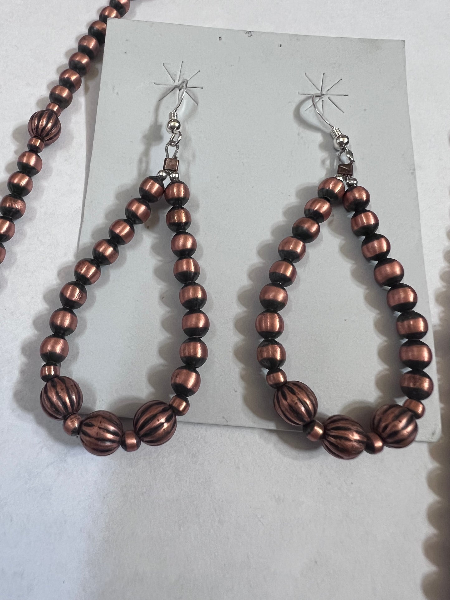 Southwest Copper Beaded  Earrings, Bracelet & Necklace Set