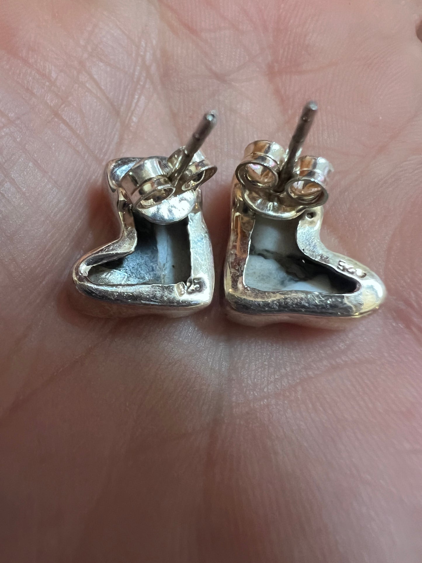 Sterling & White Buffalo Cowboy Boot Post Earrings .6”