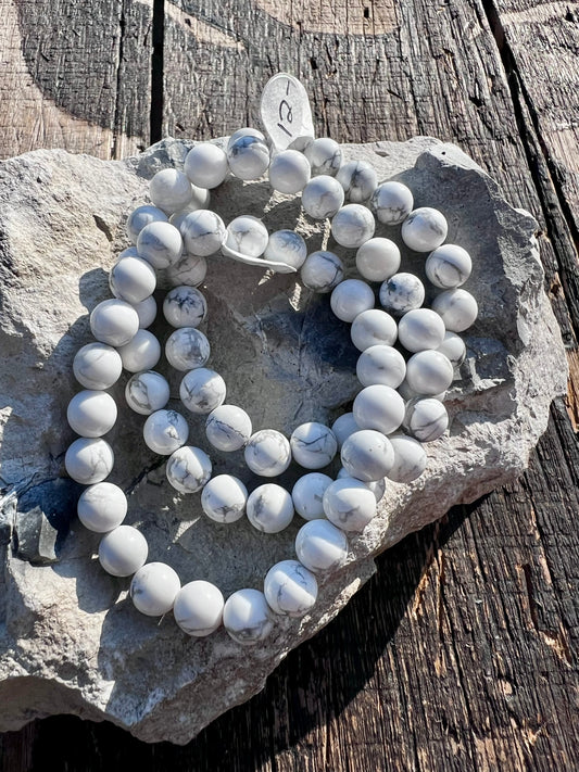 Howlite Round 8mm Bead Bracelets Sz. 7 (Set of 3)