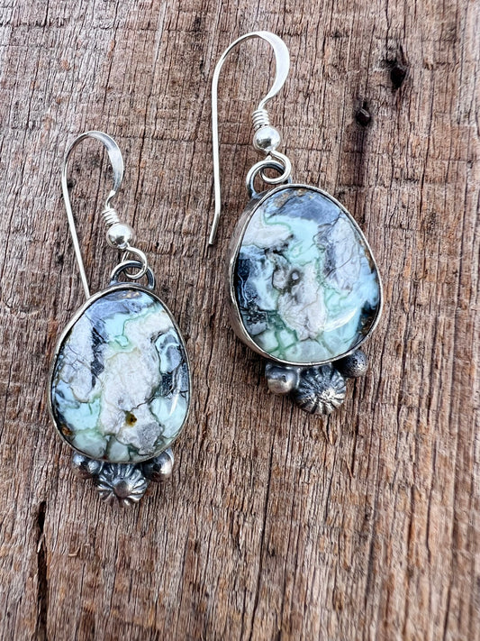 Native Navajo Handmade Sterling & New Lander Variscite (1.5” long)