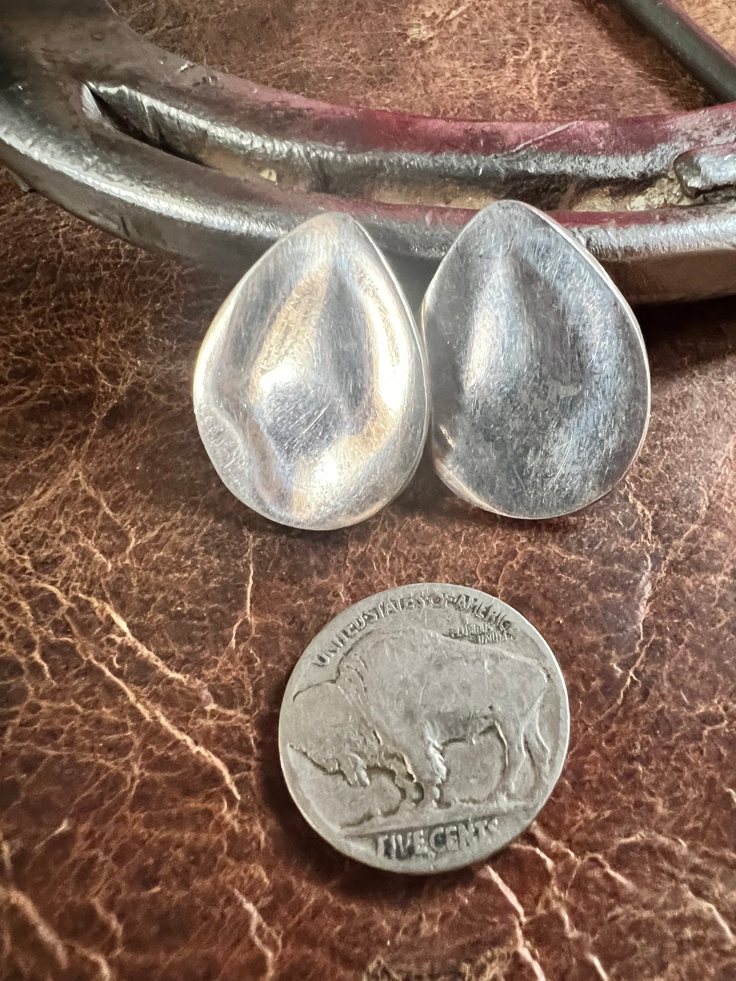 Vintage Sterling Silver Post Teardrop Earrings 1”