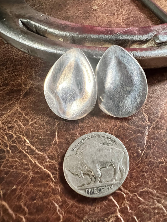 Vintage Sterling Silver Post Teardrop Earrings 1”