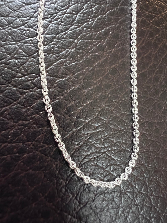 Dainty Sterling Silver Rolo Chain Necklace 16” (Made in Italy)