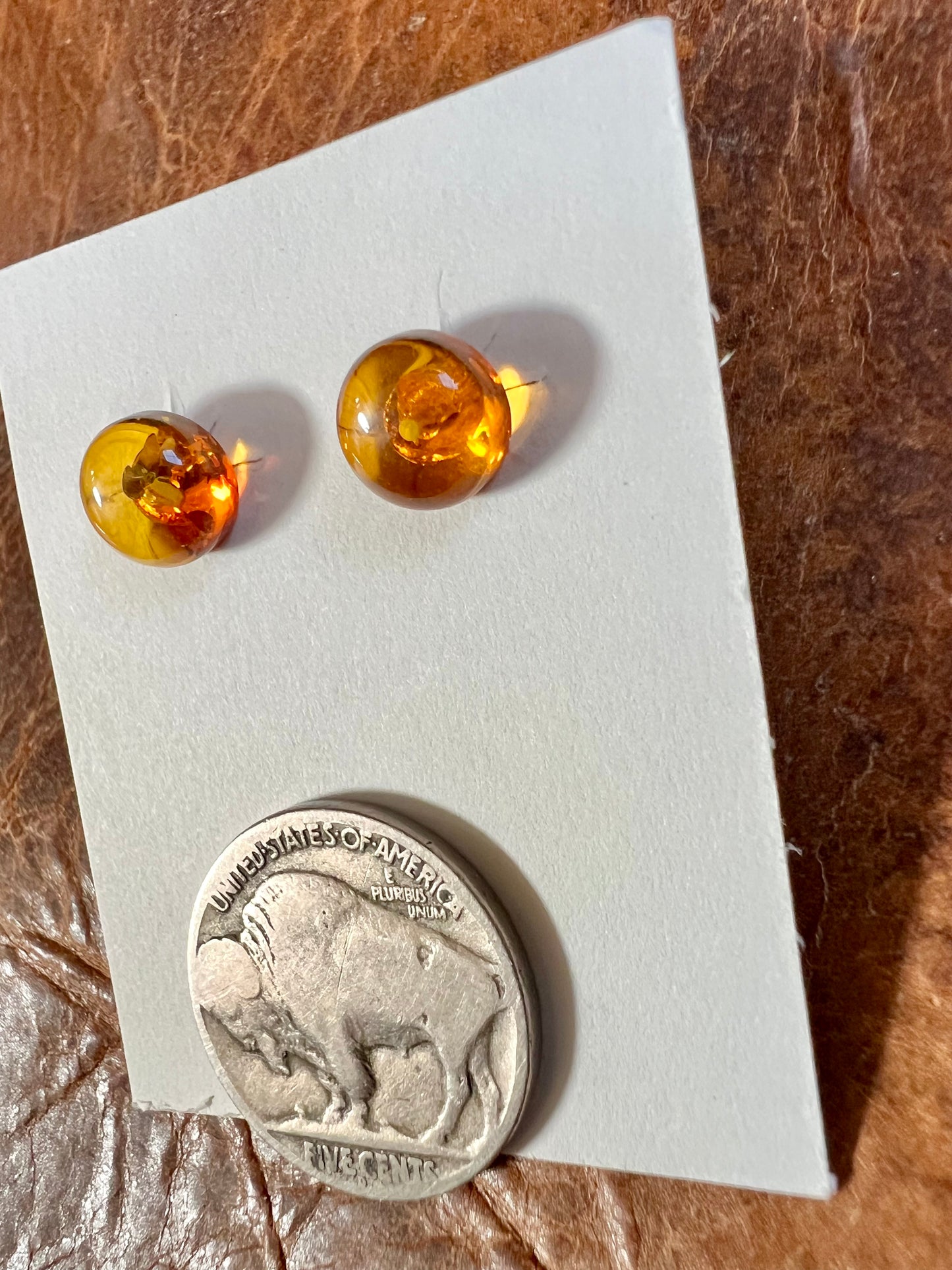 Baltic Amber Post Earrings 8mm