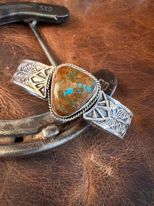 Handmade by Sunshine Reeves. Sterling & Royston Turquoise Cuff Sz 6.5
