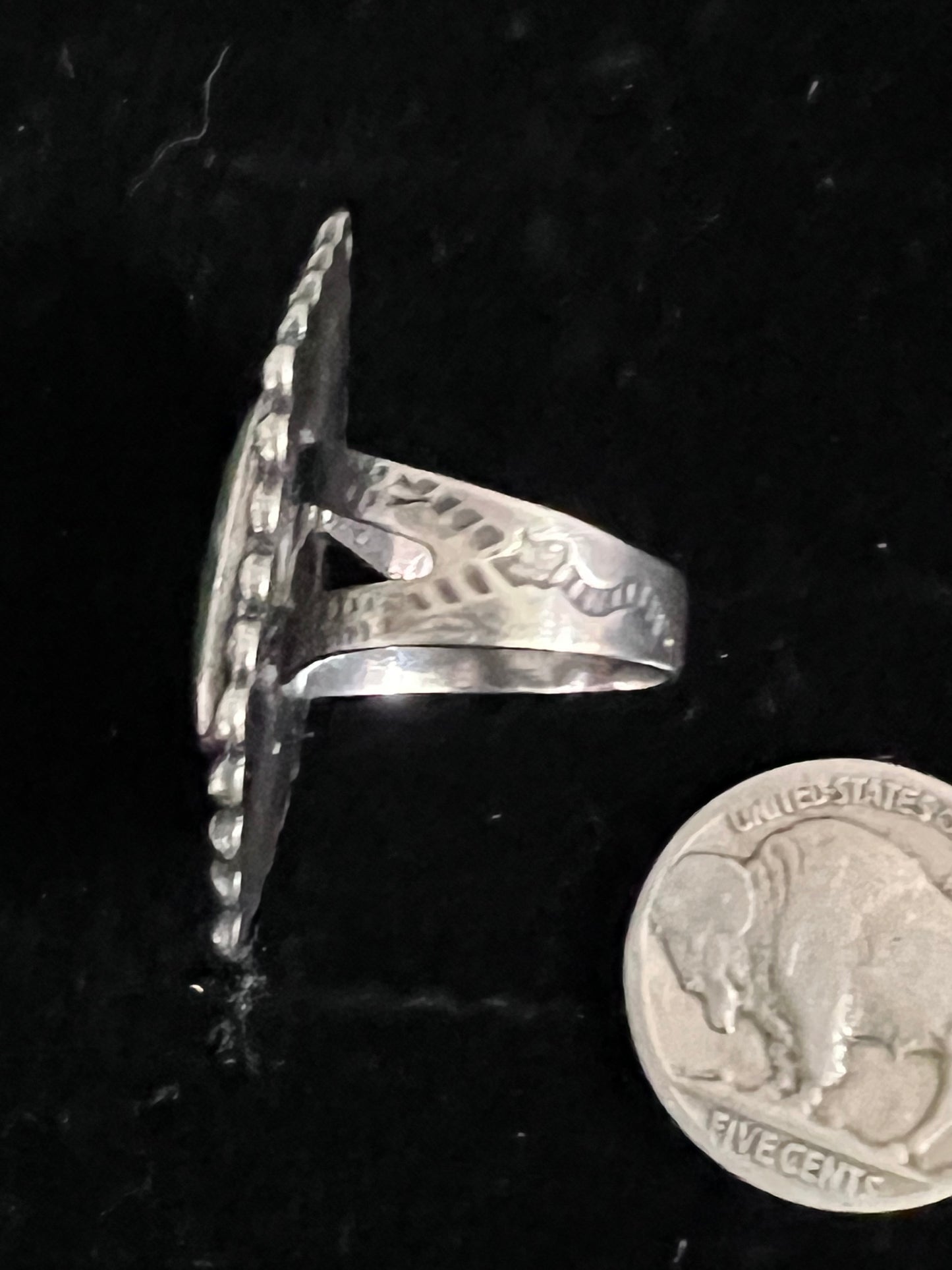 Vintage 1960’s Harvey Era Green Turquoise & Sterling Ring Sz 6