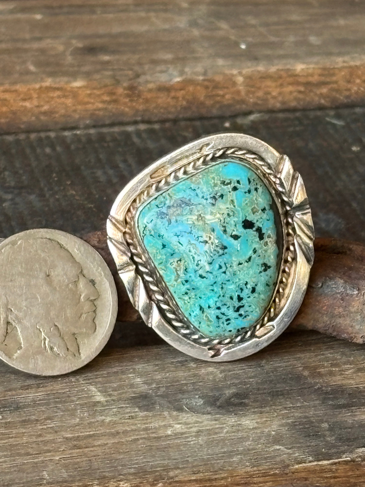 Vintage Native Handmade Royston Turquoise & Sterling Ring Size 6