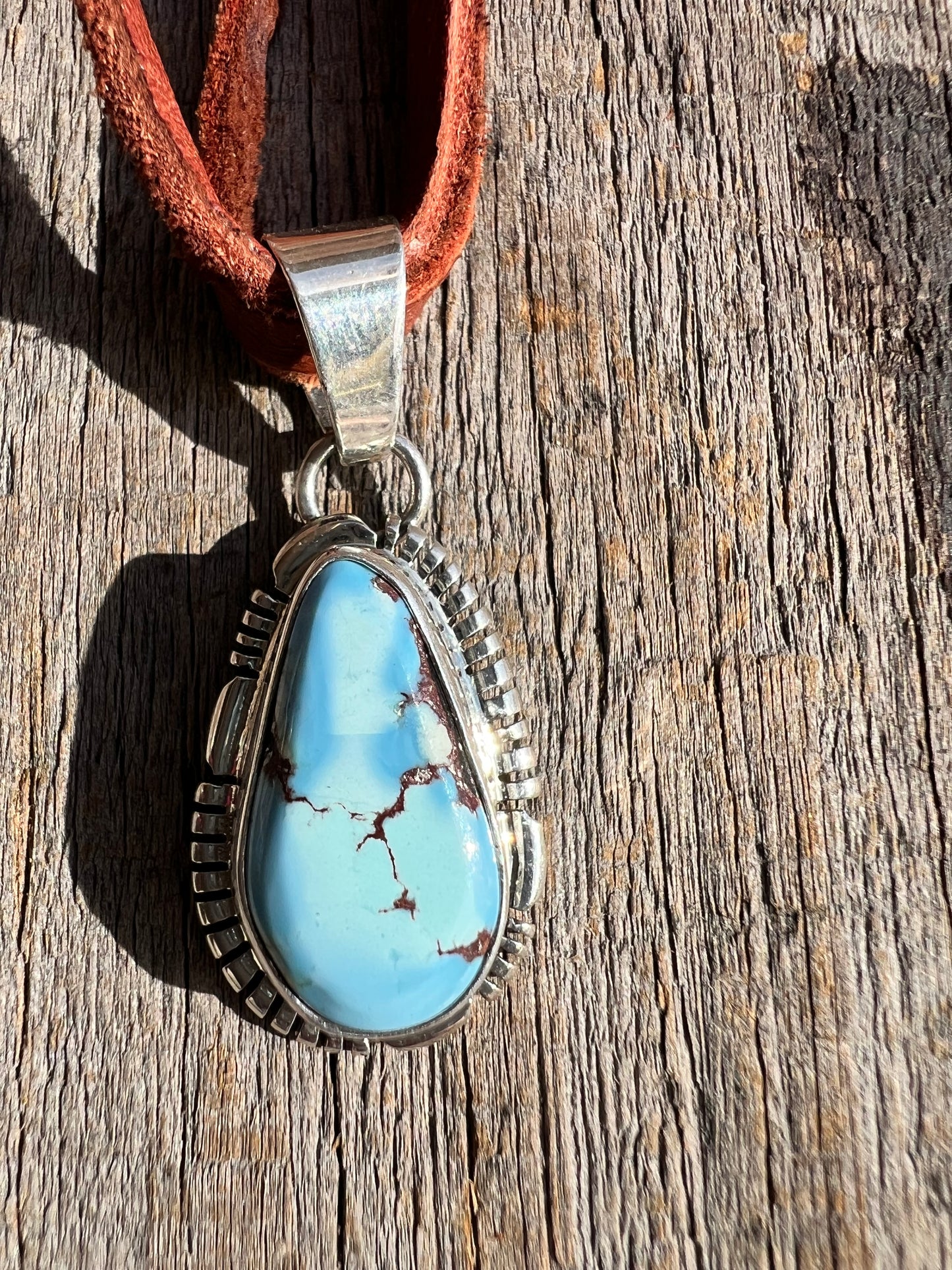 Golden Hills Turquoise & Sterling Silver Pendant - Navajo Handmade by Norvin Johnson