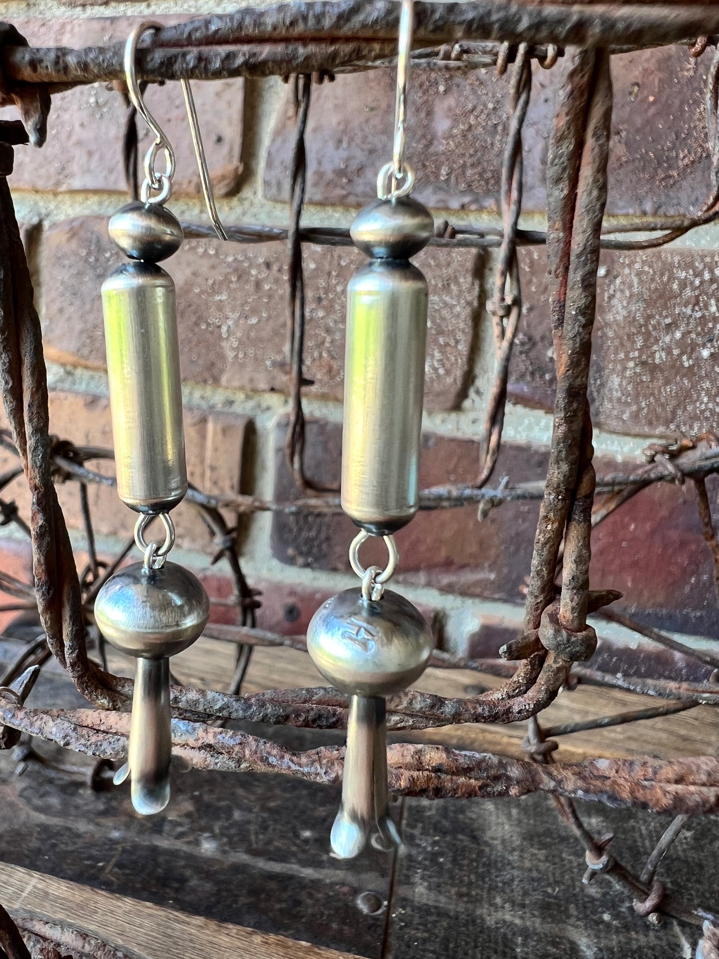 Sterling Silver Long Blossom Earrings- Navajo Handmade by Tanisha Haley 3”