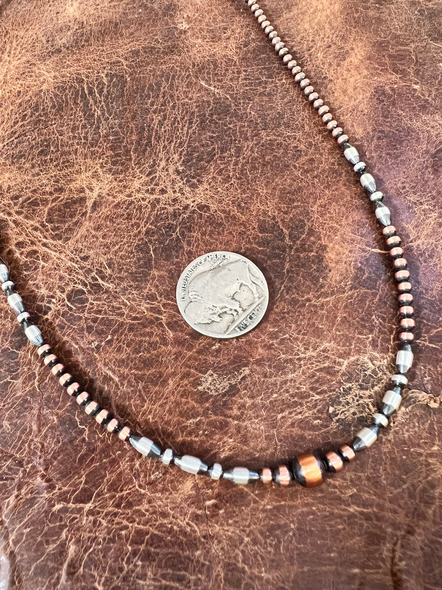 Copper & Sterling Silver 3-6mm Bead 18-20” Necklace