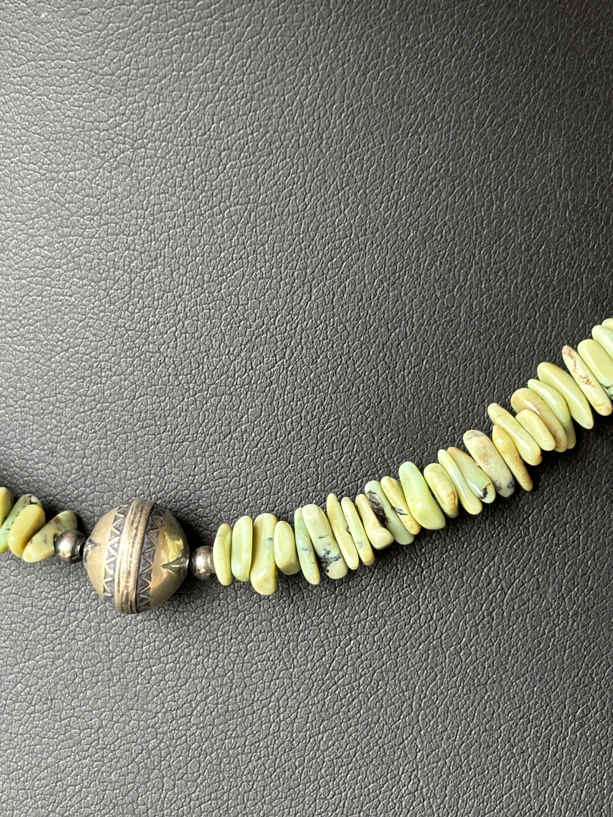 Lucin Variscite & Sterling Bead Necklace 16”