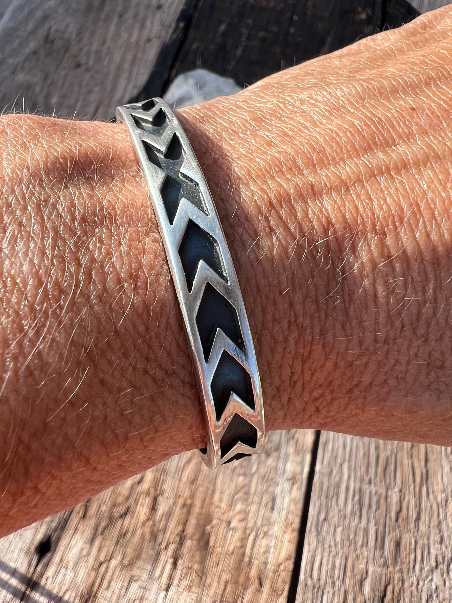 Vintage Handmade Sterling Silver Cuff Sz 6.75”