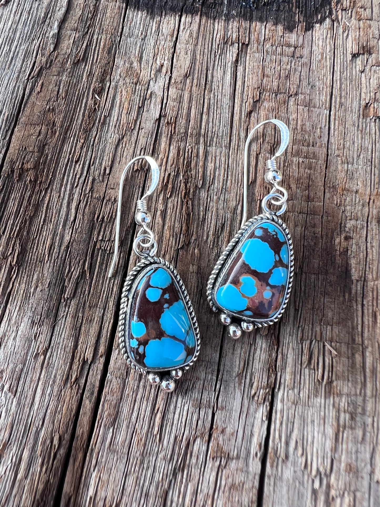 Handmade Egyptian Turquoise Dangle Earrings 1 5/8” long