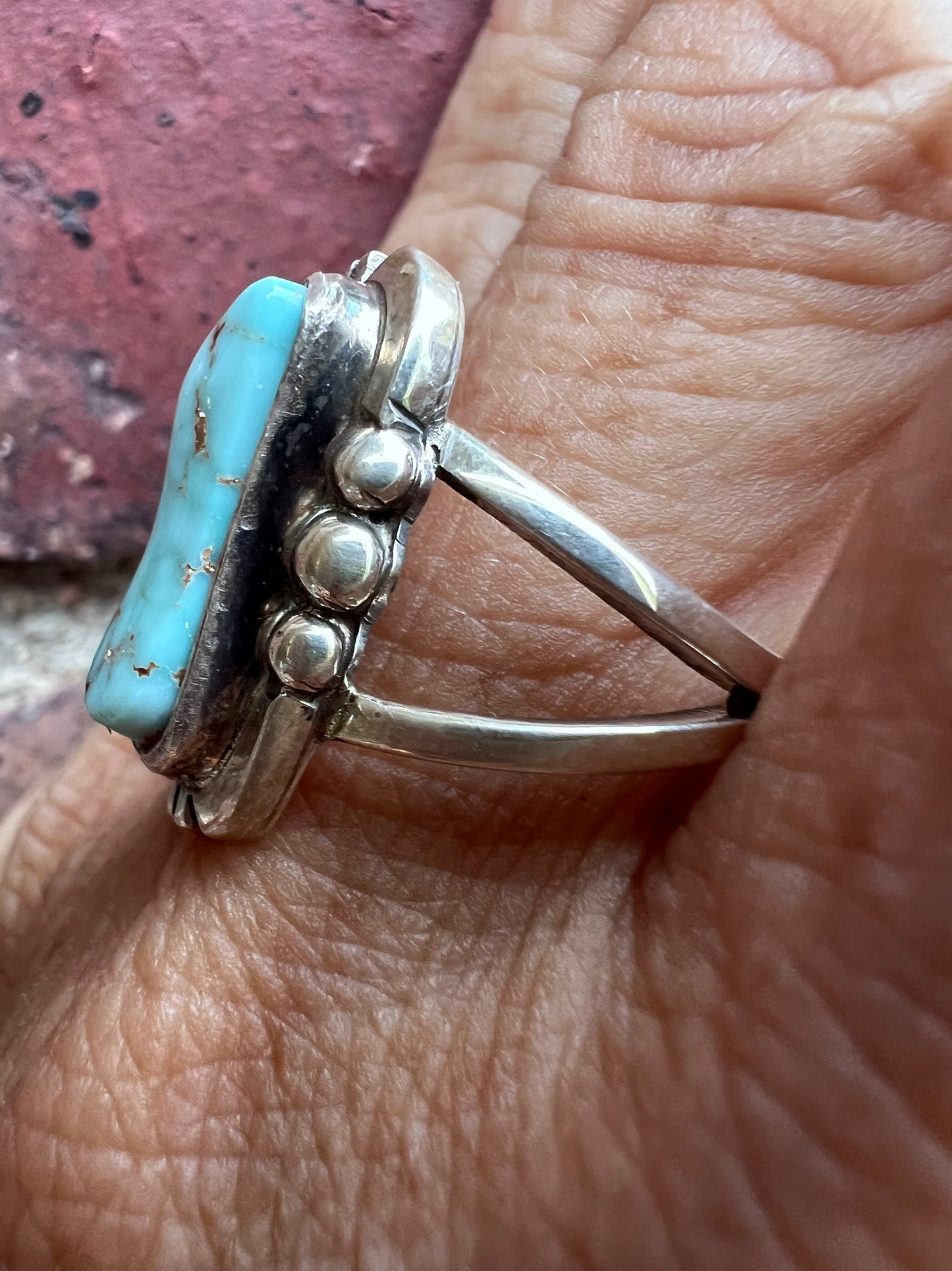 Vintage Native American Handmade Dry Creek Turquoise & Sterling Ring Sz 7