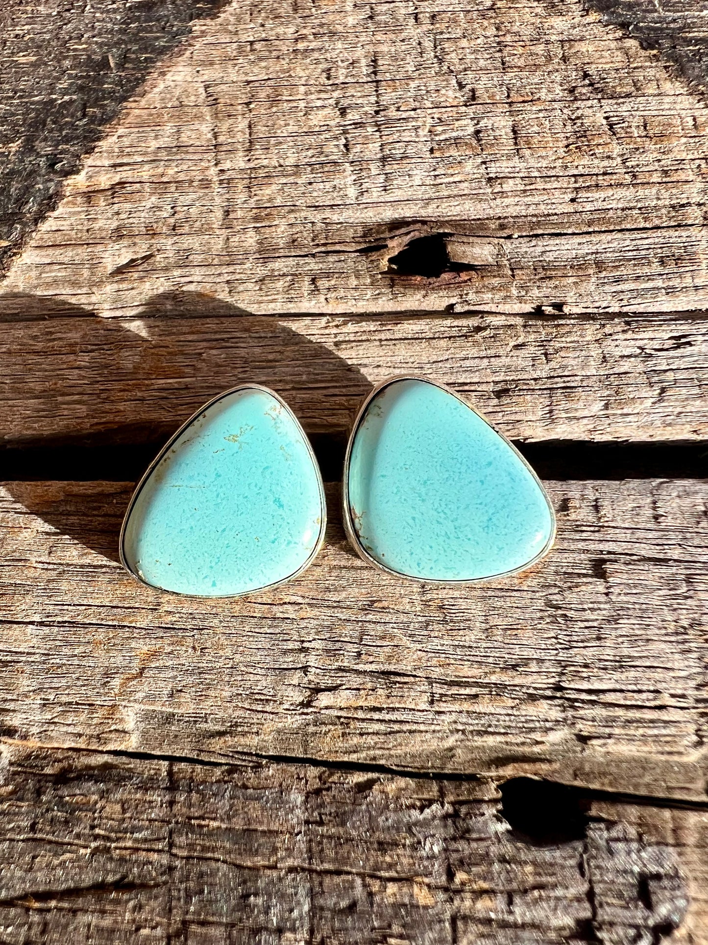 Golden Hills Turquoise & Sterling Silver Post Earrings- Navajo Handmade by Lee Sandoval