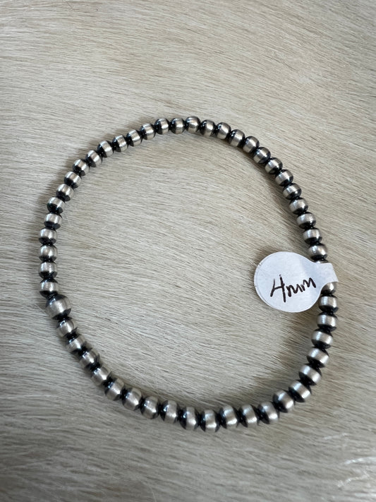 Sterling Silver 4mm Bead Stretch Bracelet
