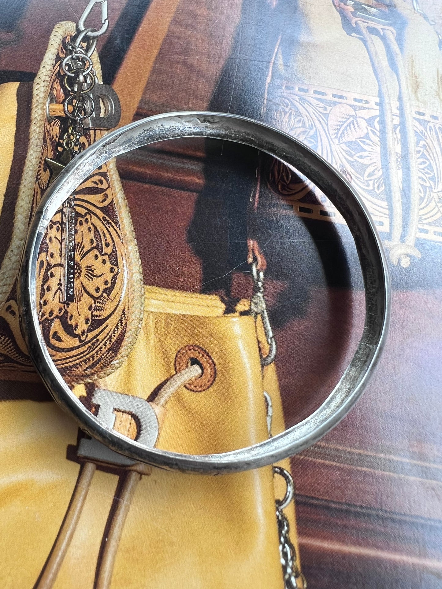 Vintage Native Navajo Handmade Sterling Silver Stamped Bangle Sz 2 5/8”