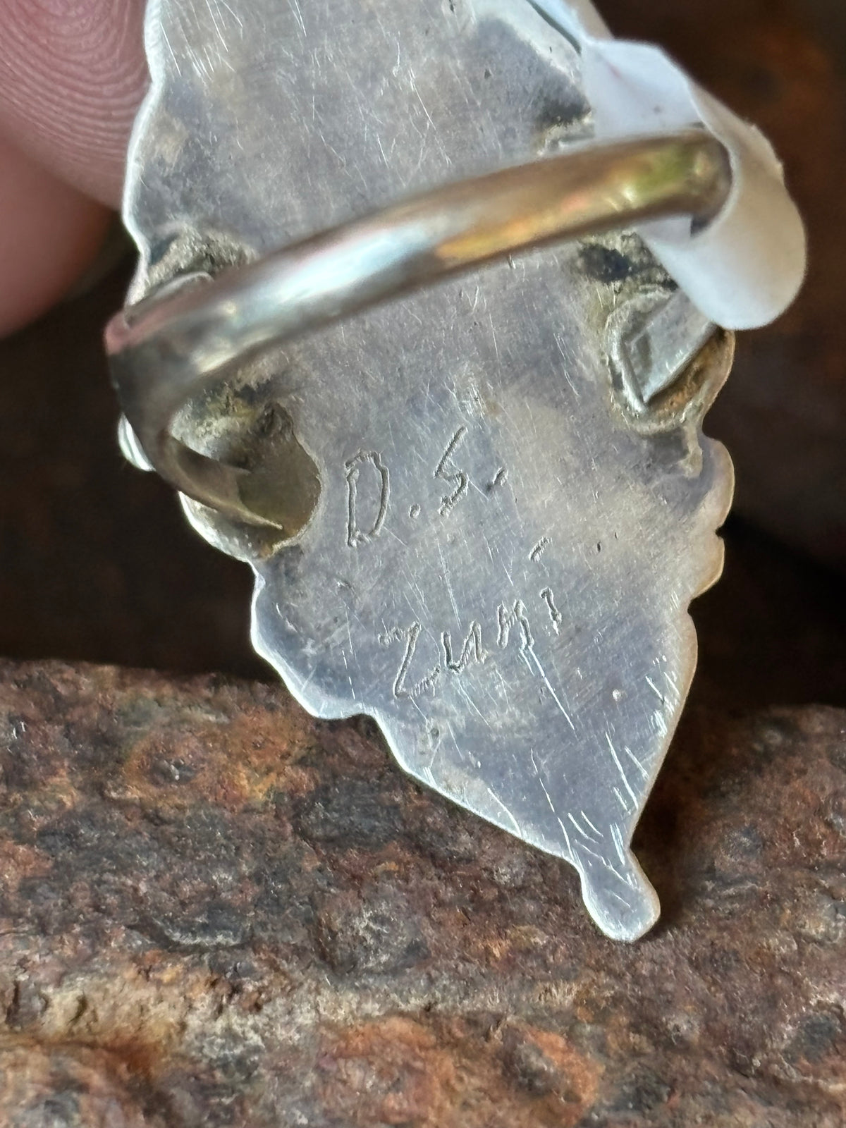 Vintage Zuni Handmade Sleeping Beauty & Sterling Silver Inlay Ring Sz 4 1/2